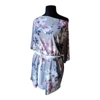 Luźna Sukienka KIMONO białe Kwiaty magnolii 2XL/3XL